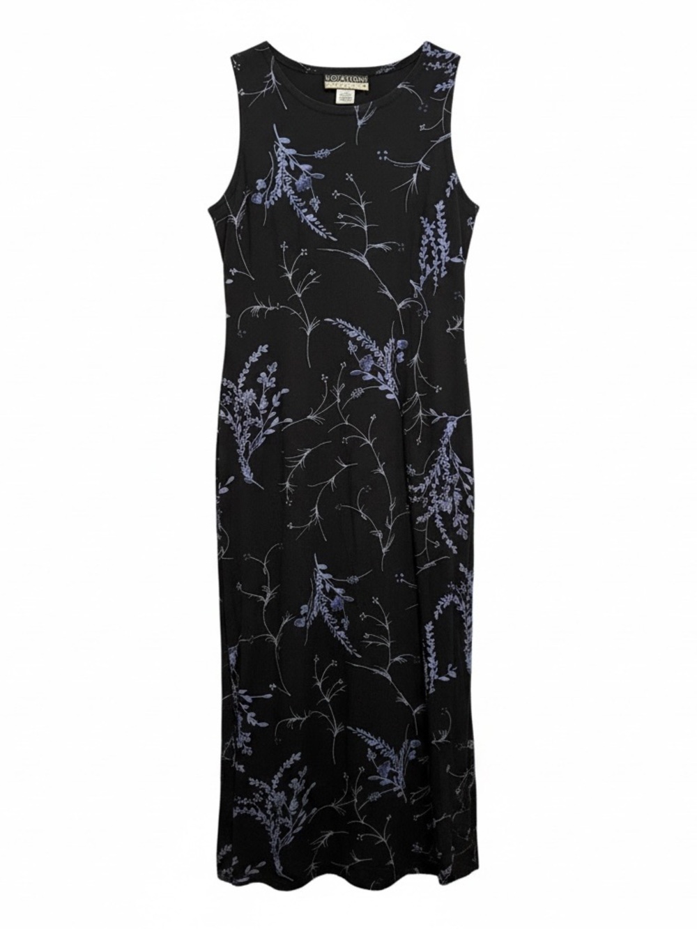 Vintage Notations Clothing Co. Black Floral Sleeveless Maxi Dress with slits